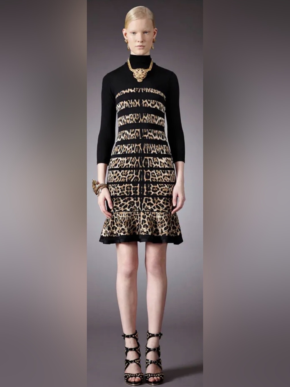 Roberto Cavalli leapord striped dress